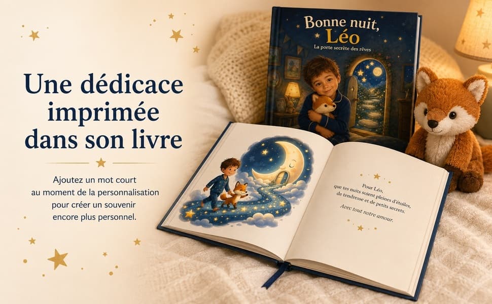 La dédicace personnelle est imprimée dans le livre