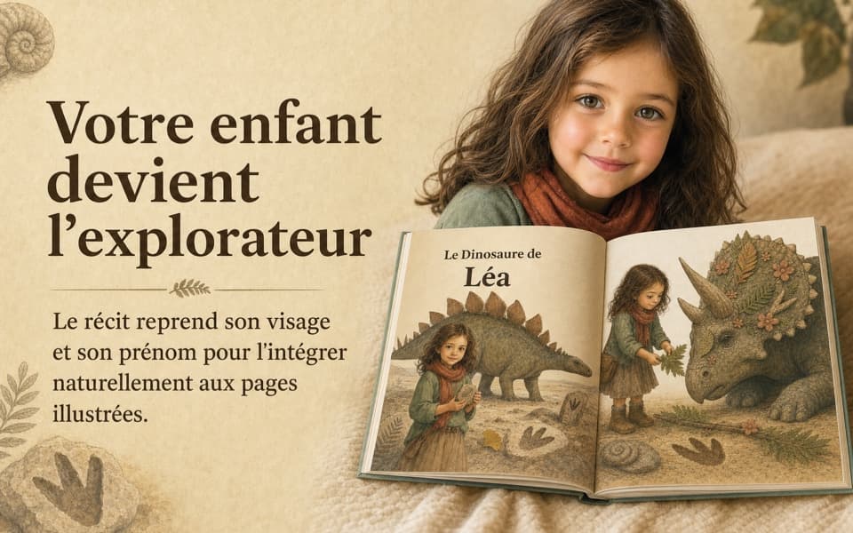 La photo et le prénom de l'enfant inspirent son personnage d'explorateur