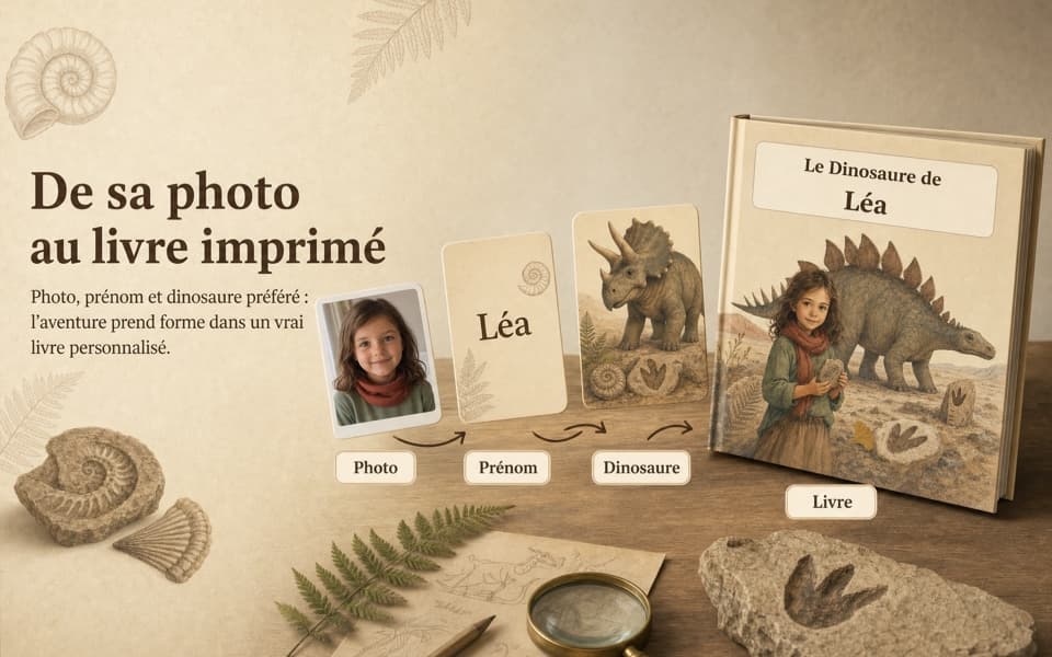 Le processus montre comment la photo devient un livre imprimé
